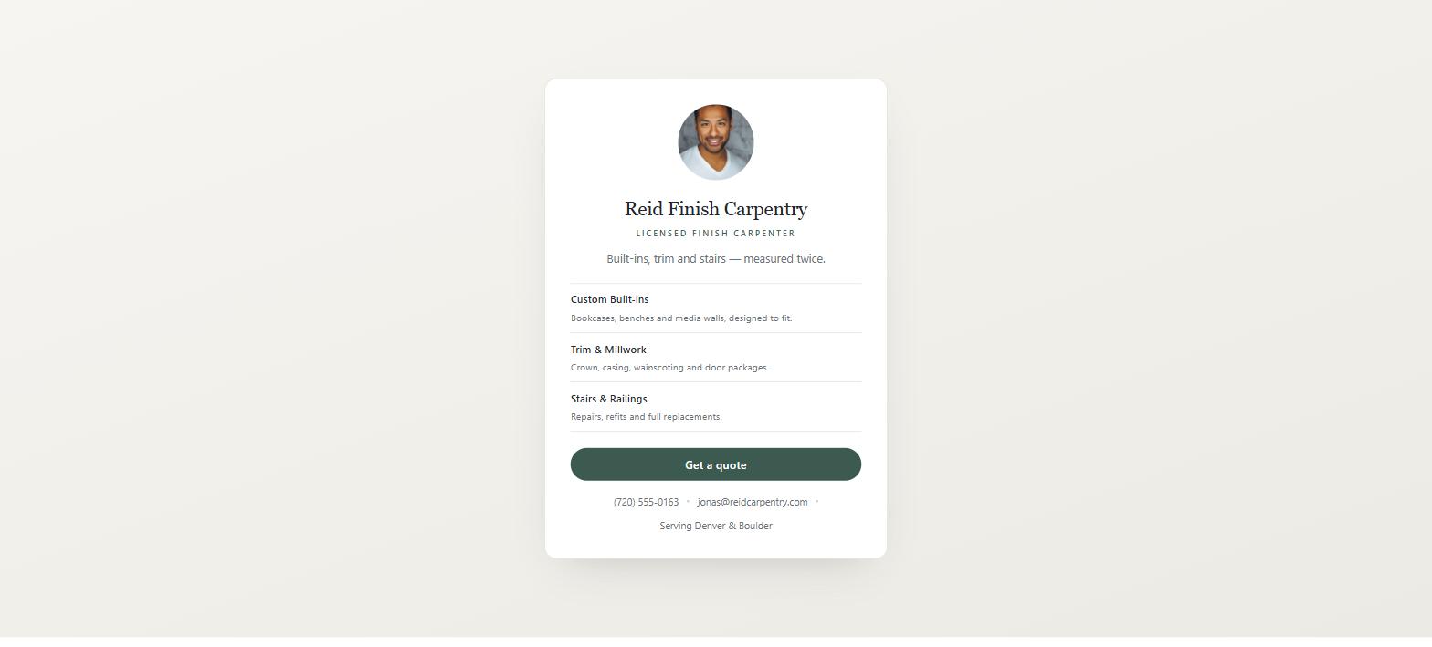 One-page website theme for freelancers & solo practitioners — Calling Card by Amty