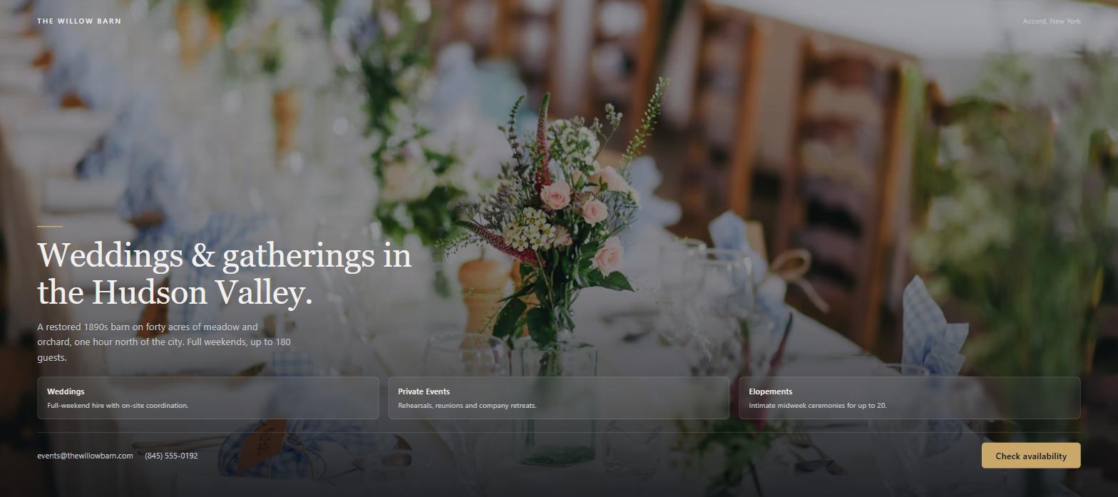 One-page website theme for photogenic businesses & venues — Horizon by Amty